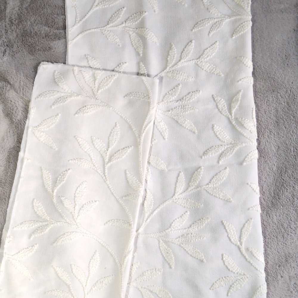 White Embroidered Fabric  - 2 Pieces